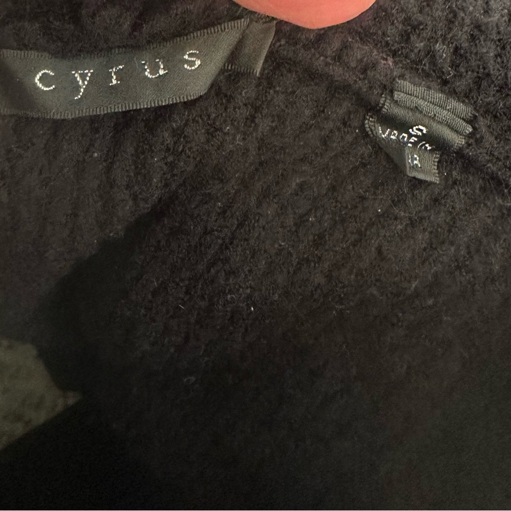 Cyrus Black Hooded Open-Front Waffle Weave Knit Cardigan S - Picture 3 of 3